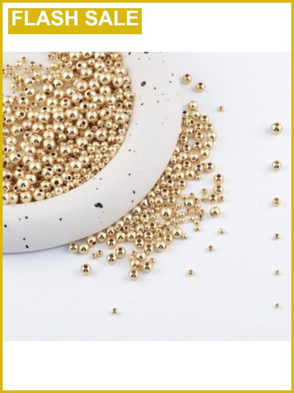 480 Pcs Gold Plated Brass Round Spacer Beads 2-6mm DIY Jewelry Making Supplies
